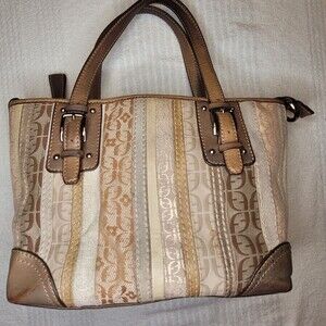 Fossil Stripe 1954 Tan Brown Purse  handbag crossbody missing strap ZB 2302